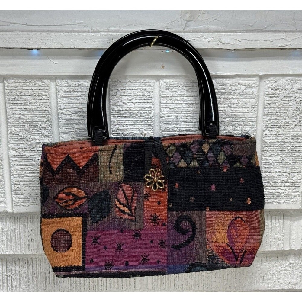 Vintage Satchel Carpetbagger Ladies Purse Handbag Bag Autumn Fall Colors